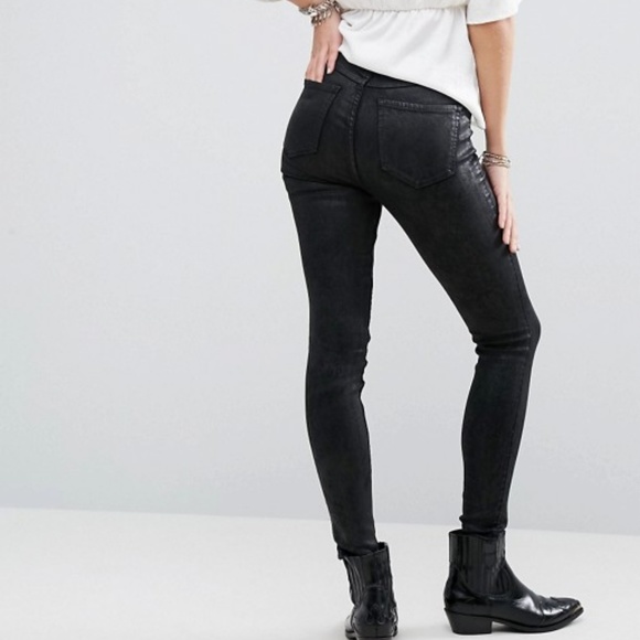 black harper coated high rise skinny jeans